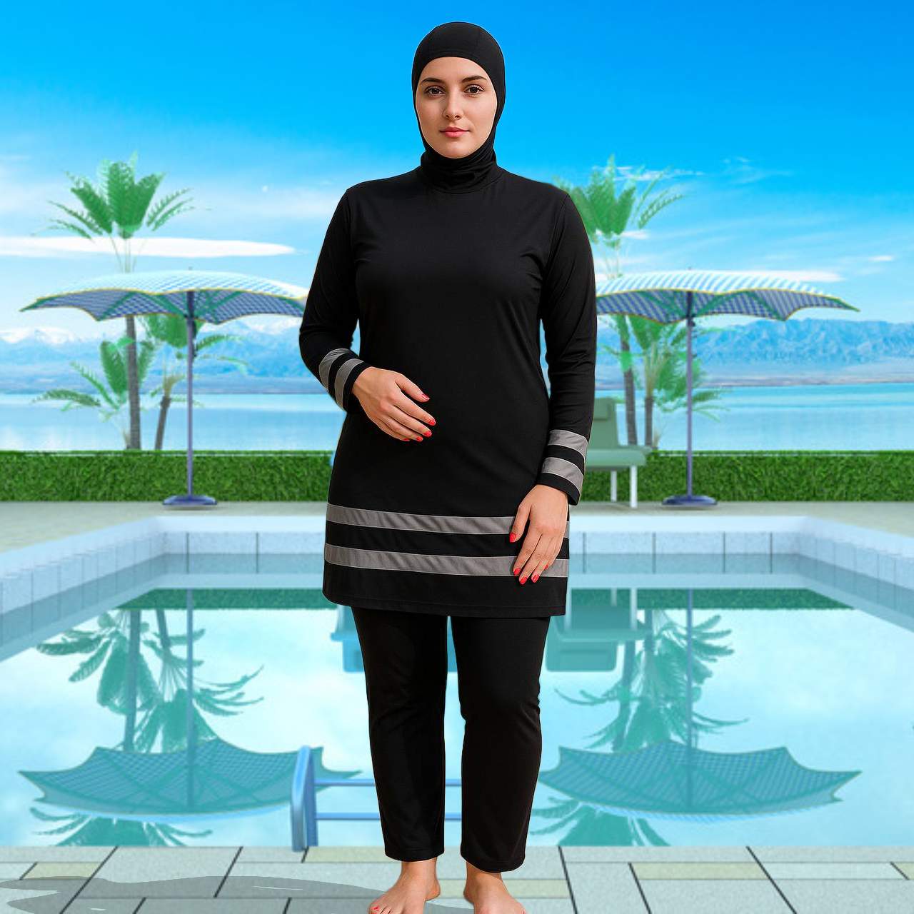 ملابس سباحة اسلامي هاف ثلاثي